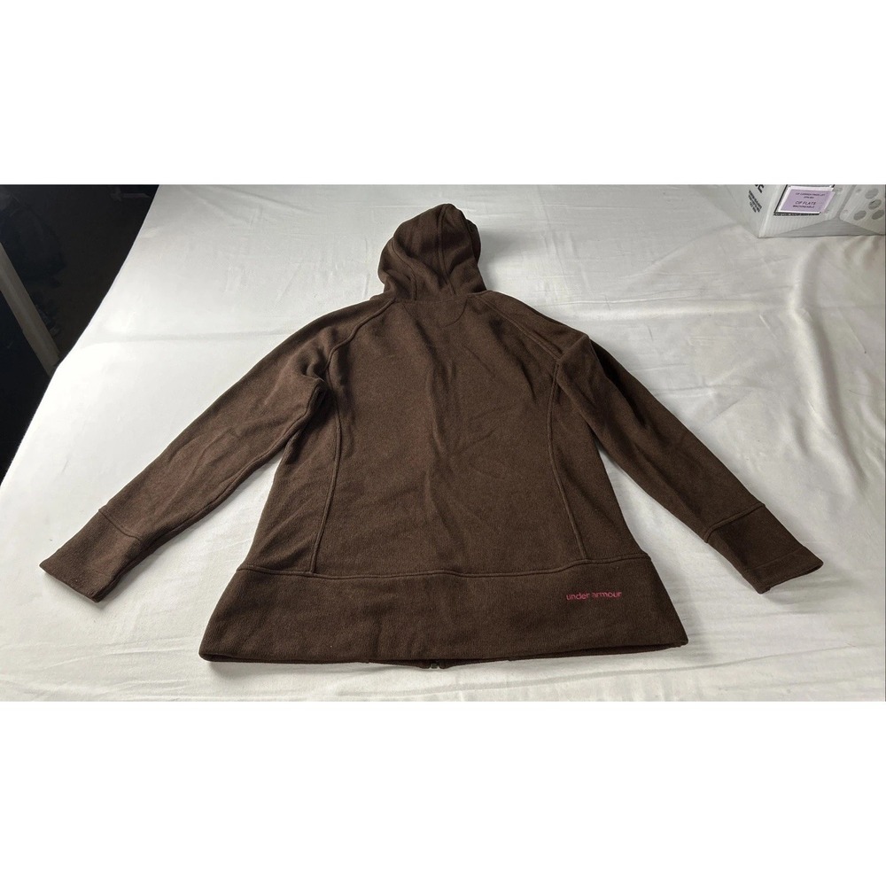 Under Armour Coldgear Women's Sweatshirt XL Brown‎ Hoodie Full Zip Long Sleeve - Picture 4 of 12